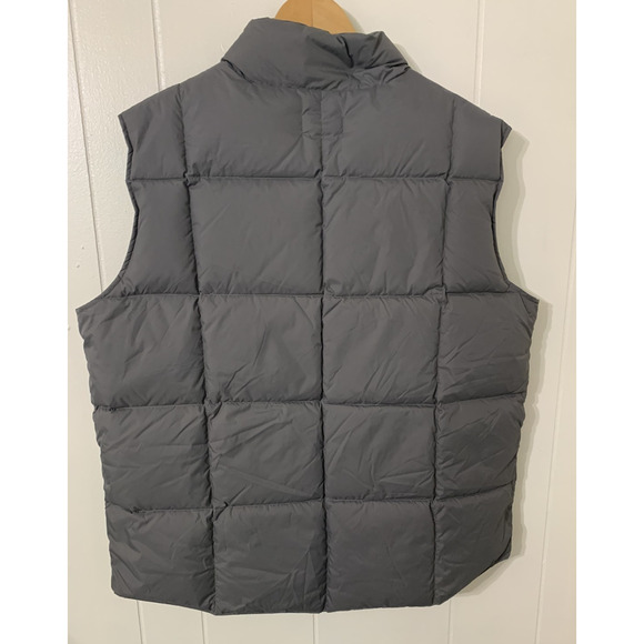Lands End Puffer Vest Men’s Sz Large Gray 70% Down 30% Feathers Snap Puffy Golf - Picture 2 of 9